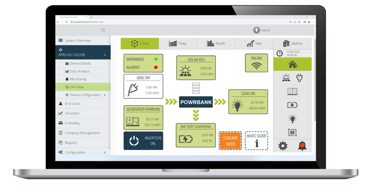 POWRBANK Energy Management Software Live View on Laptop