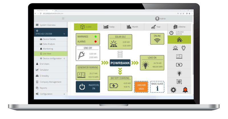 POWRBANK Energy Management Software Live View on Laptop