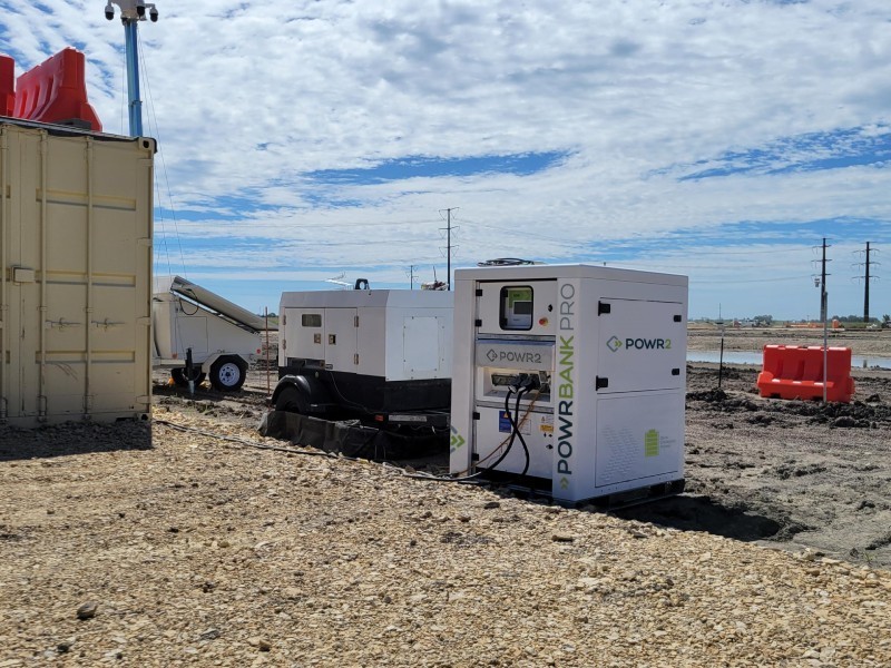 POWR2 Energy Storage Connected To A Diesel Generator in a Construction Sites