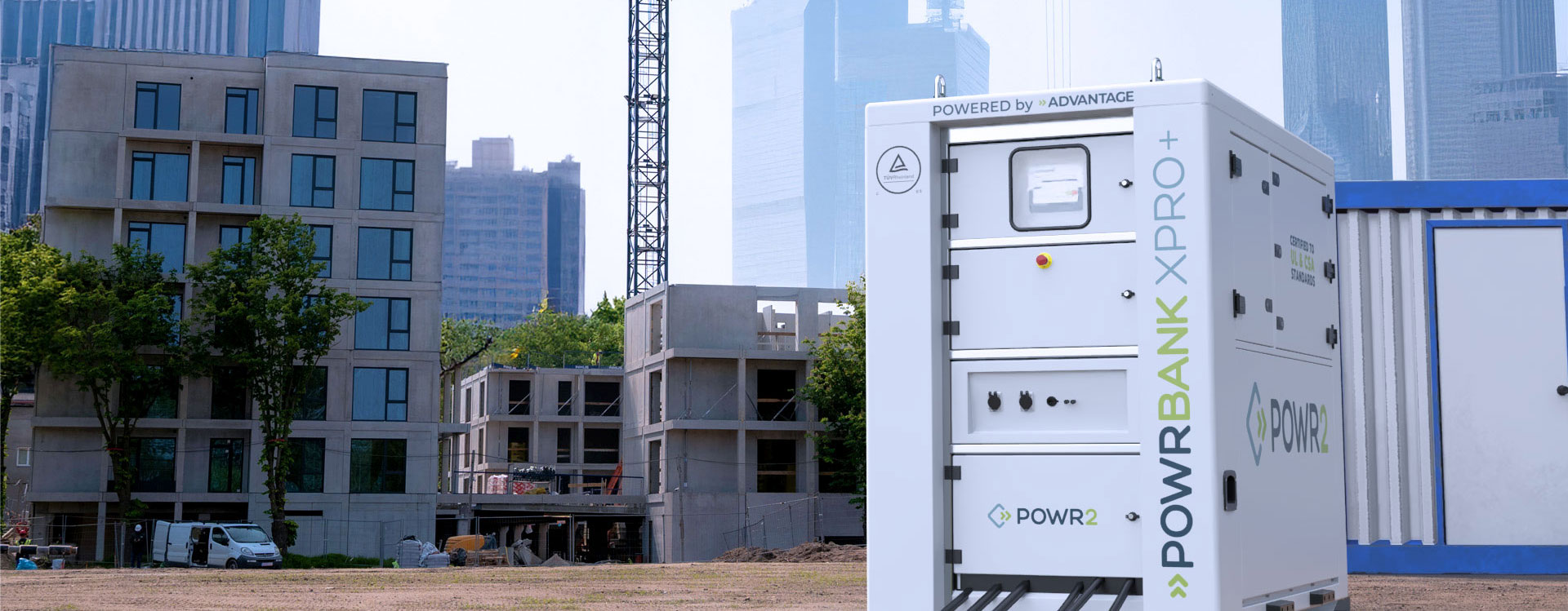 Certified to UL & CSA Standards POWRBANK XPRO+ BESS powering urban construction site