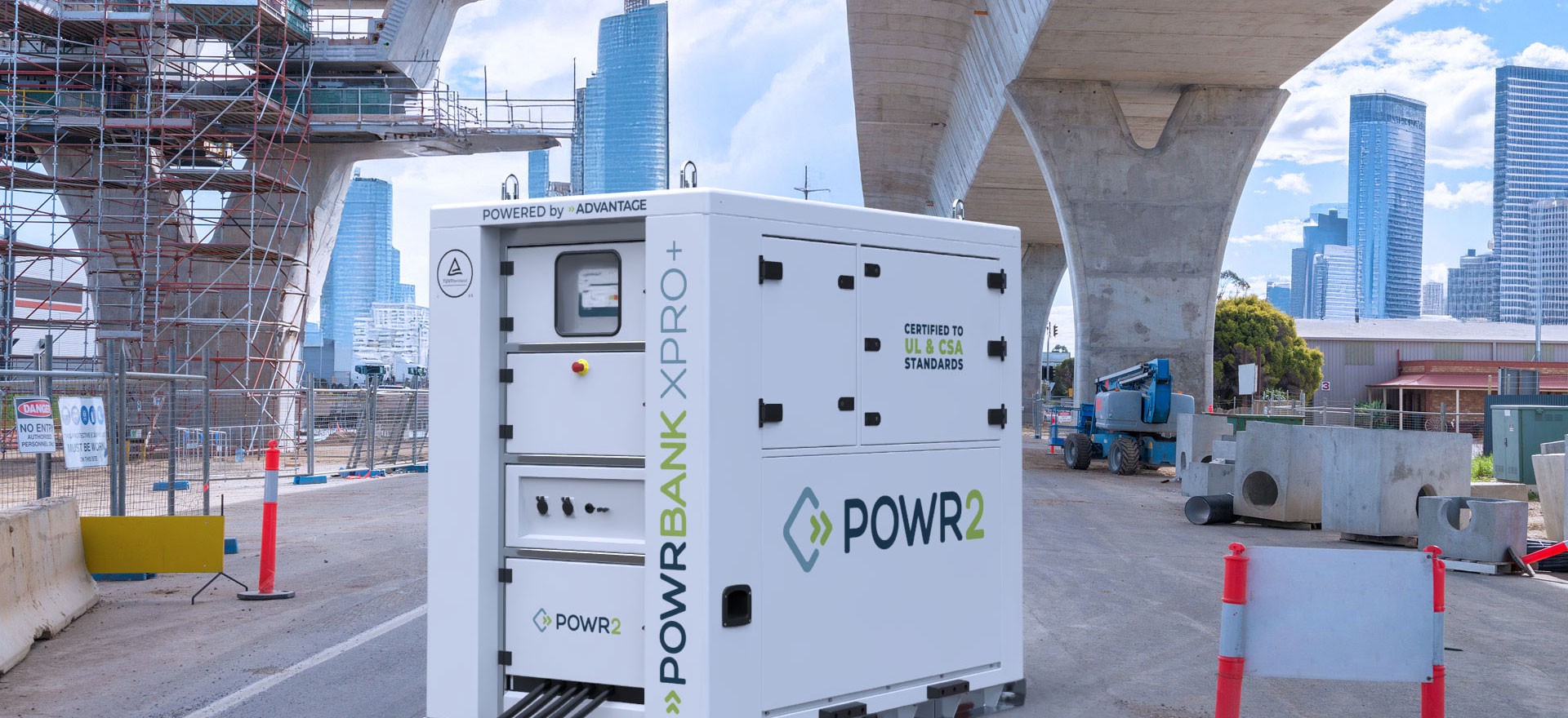 Certified to UL & CSA Standards POWRBANK XPRO+ BESS powering urban highway construction project